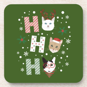 Ho Ho Ho Katten Vrolijk Kerstfeest Bier Onderzetter