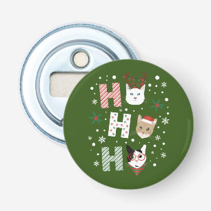 Ho Ho Ho Katten Vrolijk Kerstfeest Button Flesopener