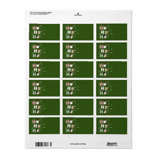 Ho Ho Ho Katten Vrolijk Kerstfeest Etiket (Full Sheet)