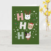 Ho Ho Ho Katten Vrolijk Kerstfeest Kaart (Gele Bloem)
