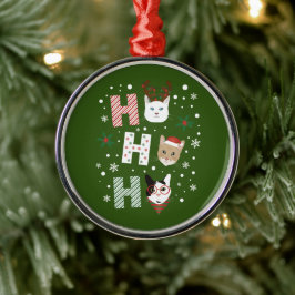 Ho Ho Ho Katten Vrolijk Kerstfeest Metalen Ornament