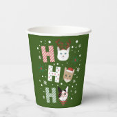 Ho Ho Ho Katten Vrolijk Kerstfeest Papieren Bekers (Achterkant)