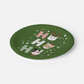 Ho Ho Ho Katten Vrolijk Kerstfeest Papieren Bordje (Gekanteld)
