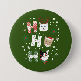Ho Ho Ho Katten Vrolijk Kerstfeest Ronde Button 7,6 Cm