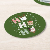 Ho Ho Ho Katten Vrolijk Kerstfeest Ronde Kartonnen Onderzetter (Gebogen)