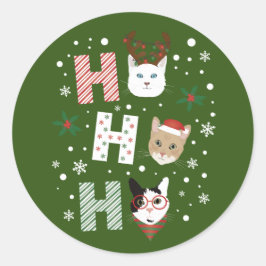 Ho Ho Ho Katten Vrolijk Kerstfeest Ronde Sticker