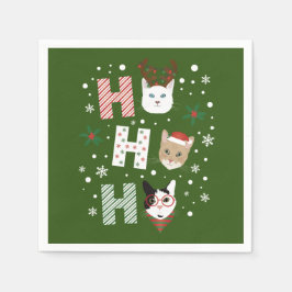 Ho Ho Ho Katten Vrolijk Kerstfeest Servet