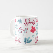 Ho Ho Ho Kerst Bloemen Vakantie Koffie Mok (Voorkant links)