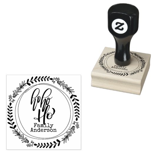 HO HO HO Kerst Calligrafie Gepersonaliseerde NAAM Rubberstempel (Gestempeld)