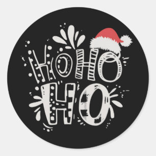 HO HO HO Kerst Familie Kerstmannen Hoed Vakantie Ronde Sticker