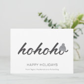 Ho Ho Ho Kerst gepersonaliseerd Feestdagenkaart (Staand voorkant)