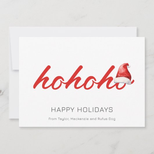 Ho Ho Ho Kerst gepersonaliseerd Feestdagenkaart (Voorkant)