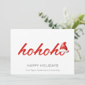 Ho Ho Ho Kerst gepersonaliseerd Feestdagenkaart (Staand voorkant)