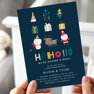 HO HO HO Kerst Koppel Baby Shower Kaart