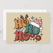 Ho Ho Ho Kerst Lelijke Kerstman Kerstmuts Groovy Feestdagenkaart (Voorkant / Achterkant)