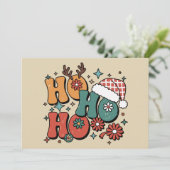Ho Ho Ho Kerst Lelijke Kerstman Kerstmuts Groovy Feestdagenkaart (Staand voorkant)