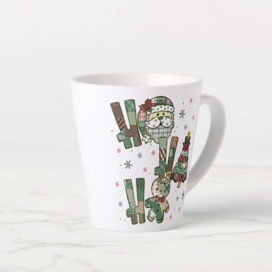 Ho Ho Ho Kerst Patchwork Latte Mok (Rechterhoek)