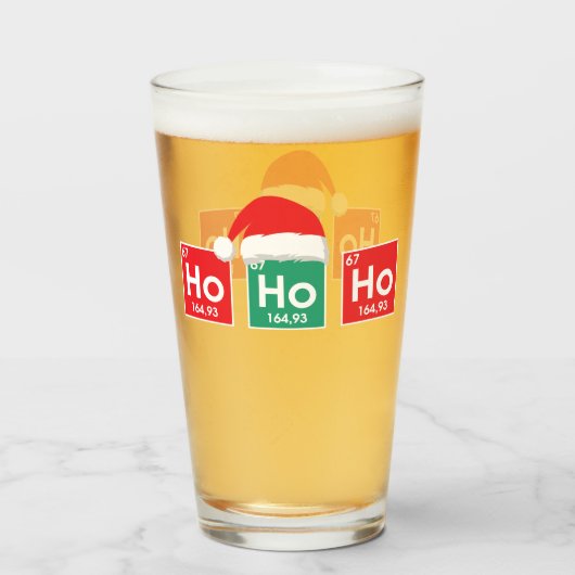 Ho Ho Ho | Kerst Periodiek Tafel Nerd Humor Glas (Voorkant gevuld)