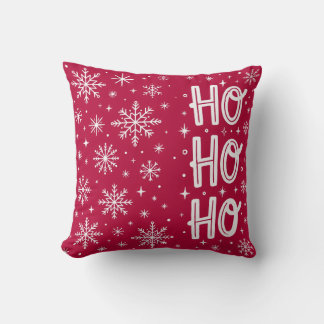 Ho Ho Ho Kerst Rood Sneeuwvlok Kussen