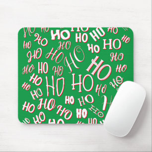 HO HO HO Kerst tekst patroon wit groen rood Muismat