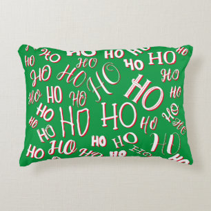 HO HO HO Kerst tekstpatroon wit groen rood Accent Kussen