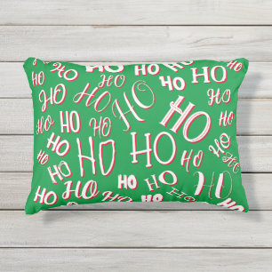 HO HO HO Kerst tekstpatroon wit groen rood Buitenkussen