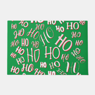 HO HO HO Kerst tekstpatroon wit groen rood Deurmat