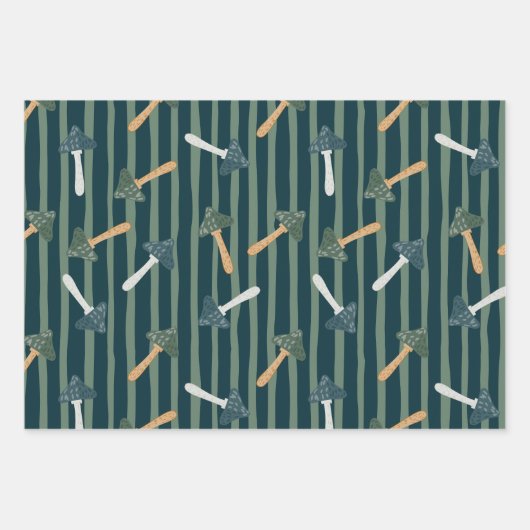 Ho ho ho kerstbomen en paddenstoelenpatroon Schatt Inpakpapier Vel (Voorkant 2)