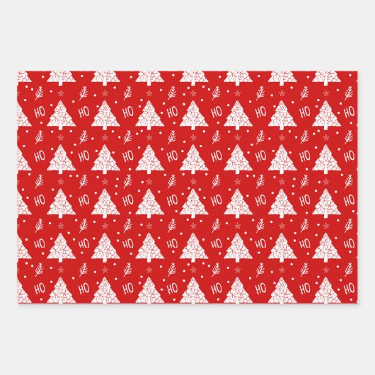 Ho ho ho kerstbomen en paddenstoelenpatroon Schatt Inpakpapier Vel (Voorkant)