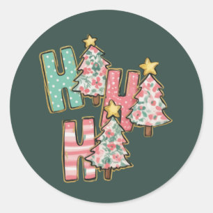 Ho Ho Ho Kerstboom Vrolijke Bomen Coquette Ronde Sticker