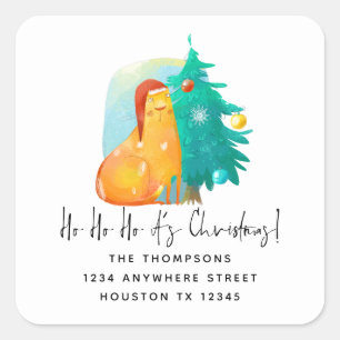 Ho Ho Ho-kerstcadeauadres Vierkante Sticker