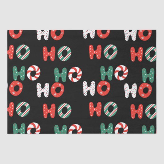 Ho Ho Ho-kerstcadeaupapier Tissuepapier (Voorkant)