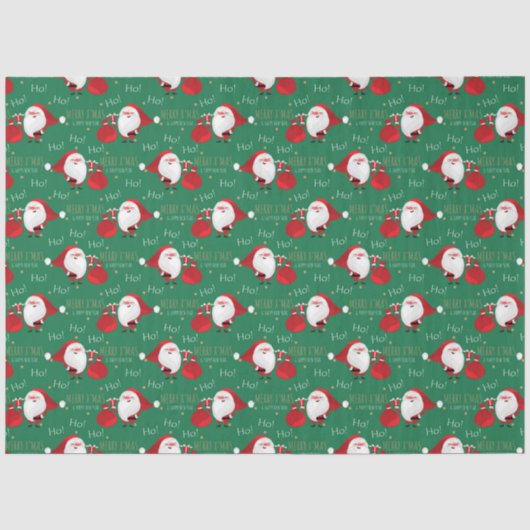 Ho Ho Ho-kerstcadeaupapier Tissuepapier (Voorkant)