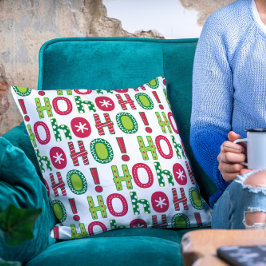 Ho Ho Ho Kerstfeest Fun Modern Red Green Pattern Kussen