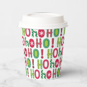 Ho Ho Ho Kerstfeest Fun Modern Red Green Pattern Papieren Bekers (Links)