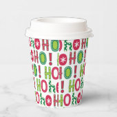 Ho Ho Ho Kerstfeest Fun Modern Red Green Pattern Papieren Bekers (Rechts)