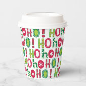 Ho Ho Ho Kerstfeest Fun Modern Red Green Pattern Papieren Bekers (Voorkant)