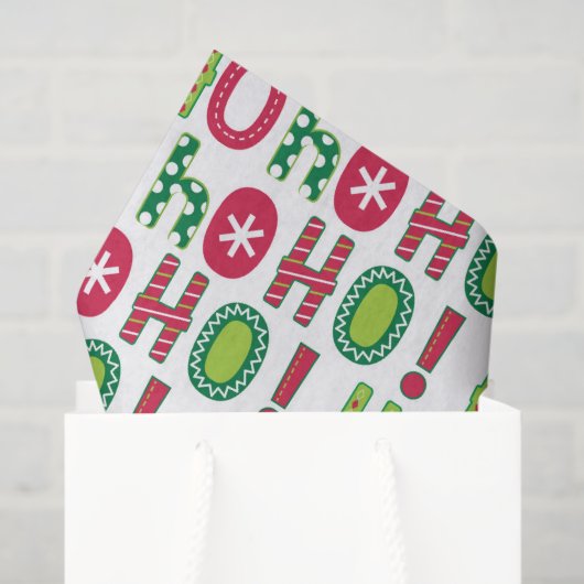 Ho Ho Ho Kerstfeest Fun Modern Red Green Pattern Tissuepapier (Cadeauzakje)