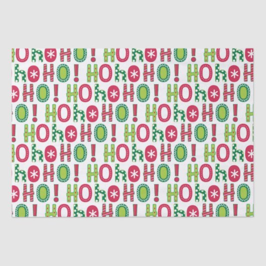 Ho Ho Ho Kerstfeest Fun Modern Red Green Pattern Tissuepapier (Voorkant)