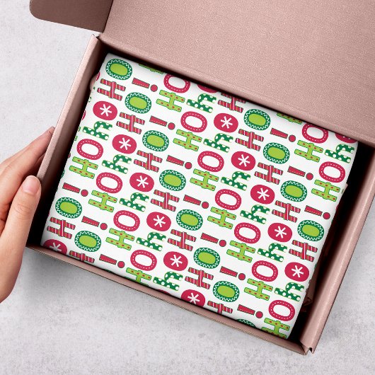 Ho Ho Ho Kerstfeest Fun Modern Red Green Pattern Tissuepapier