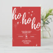 Ho Ho Ho Kerstfeest uitnodiging Modern rood (Staand voorkant)