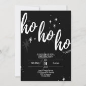 Ho Ho Ho Kerstfeest Uitnodiging Modern Zwart (Voorkant)