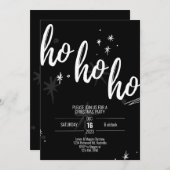 Ho Ho Ho Kerstfeest Uitnodiging Modern Zwart (Voorkant / Achterkant)