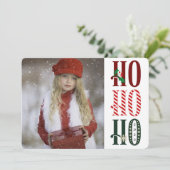 HO HO HO Kerstfeestdag Fotogroet Feestdagenkaart (Staand voorkant)