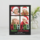 Ho Ho Ho Kerstfeestdag Fotokaarten Feestdagenkaart (Staand voorkant)