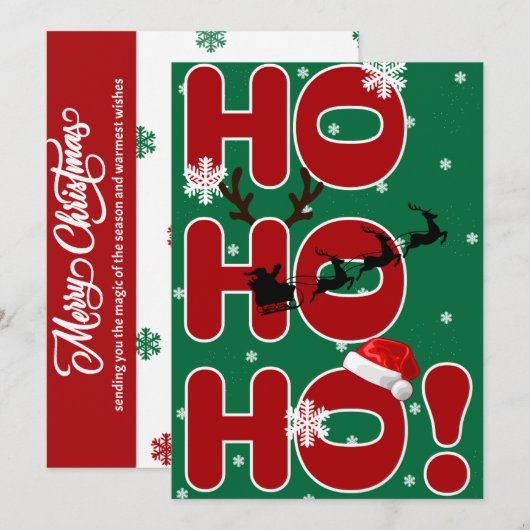 Ho Ho Ho Kerstfeestdag Kaart (Voorkant / Achterkant)