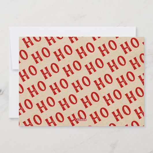 HO HO HO | kerstfeestdag met Rustic Kraft Feestdagenkaart (Achterkant)