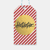 HO HO HO Kerstfeestdag Rode Witte Stripes Cadeaulabel (Voorkant)