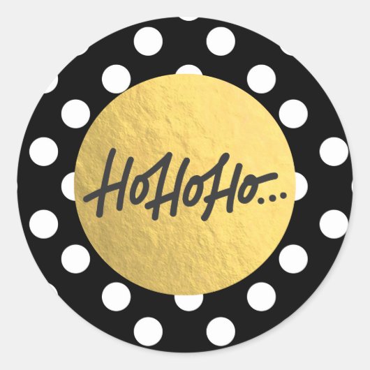 HO HO HO Kerstfeestdag Zwarte witte pooldots Ronde Sticker (Voorkant)