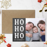 HO HO HO | kerstfeestfoto van Chalkboard Feestdagenkaart<br><div class="desc">Deze leuke en moderne feestelijke fotokaarten zijn perfect om deze kerst naar familie en vrienden te sturen.</div>